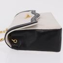 CHANEL Matelasse Chain Shoulder Bag Lamb Skin Gold White CC Auth 206300SAV-6