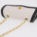 CHANEL Matelasse Chain Shoulder Bag Lamb Skin Gold White CC Auth 206300SAV-14
