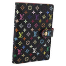 LOUIS VUITTON Monogram Multicolor Agenda PM Cover Black R21076 Auth 206303A-1