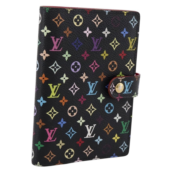 LOUIS VUITTON Monogram Multicolor Agenda PM Cover Black R21076 Auth 206303A