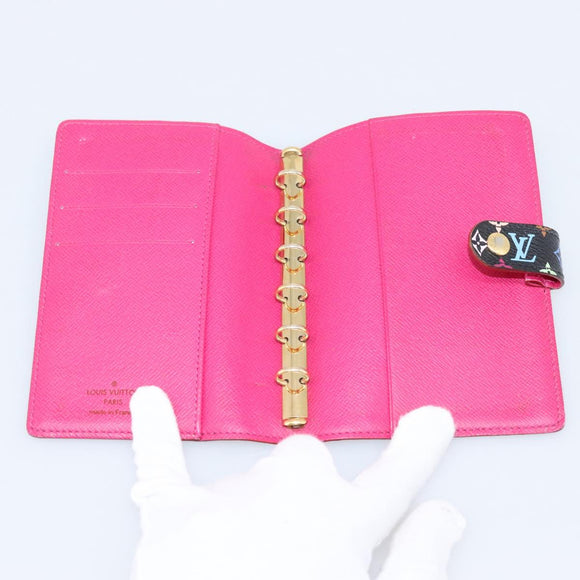LOUIS VUITTON Monogram Multicolor Agenda PM Cover Black R21076 Auth 206303A