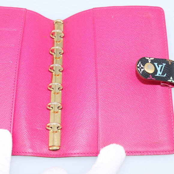 LOUIS VUITTON Monogram Multicolor Agenda PM Cover Black R21076 Auth 206303A