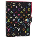 LOUIS VUITTON Monogram Multicolor Agenda PM Cover Black R21076 Auth 206303A-13