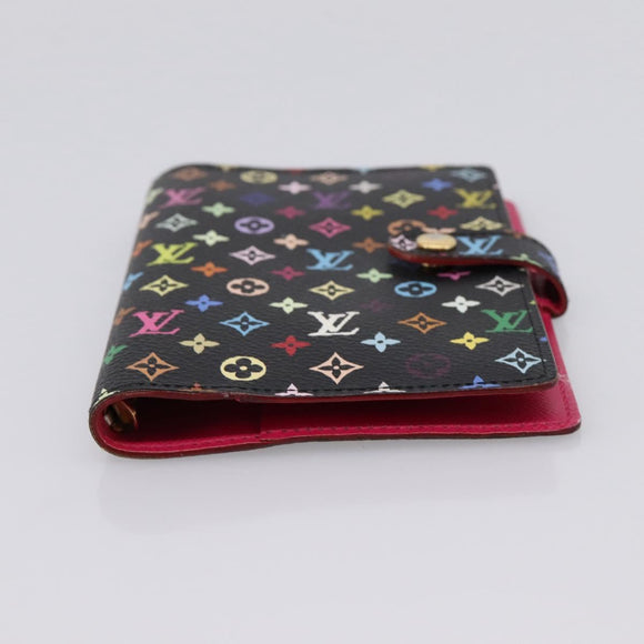 LOUIS VUITTON Monogram Multicolor Agenda PM Cover Black R21076 Auth 206303A