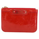 LOUIS VUITTON Vernis Pochette Cle NM Purse Rouge Grunadine M91737 LV Auth 206305-13
