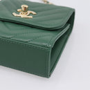 CHANEL V Stitch Chain Shoulder Bag Lamb Skin Green Gold CC Auth 206308SAM-10