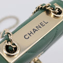 CHANEL V Stitch Chain Shoulder Bag Lamb Skin Green Gold CC Auth 206308SAM-15