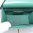 CHANEL V Stitch Chain Shoulder Bag Lamb Skin Green Gold CC Auth 206308SAM-18