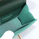 CHANEL V Stitch Chain Shoulder Bag Lamb Skin Green Gold CC Auth 206308SAM-19