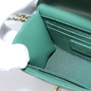 CHANEL V Stitch Chain Shoulder Bag Lamb Skin Green Gold CC Auth 206308SAM-20