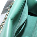 CHANEL V Stitch Chain Shoulder Bag Lamb Skin Green Gold CC Auth 206308SAM-21
