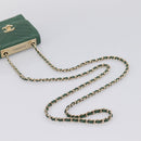 CHANEL V Stitch Chain Shoulder Bag Lamb Skin Green Gold CC Auth 206308SAM-7