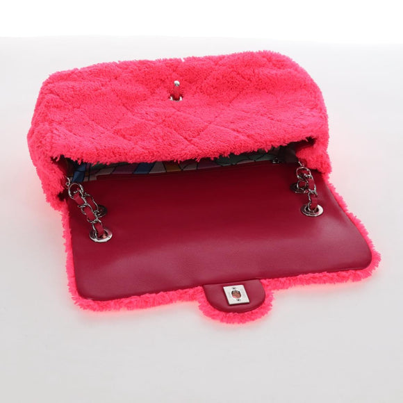 CHANEL Matelasse 30 Chain Shoulder Bag Pile Pink Silver CC Auth 206311SAM