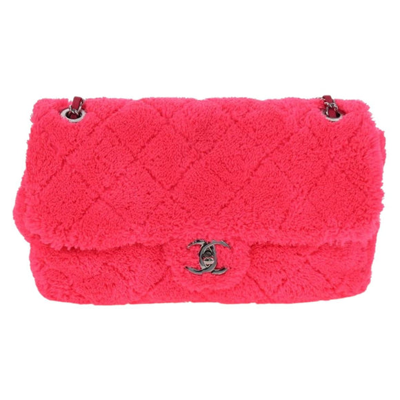 CHANEL Matelasse 30 Chain Shoulder Bag Pile Pink Silver CC Auth 206311SAM