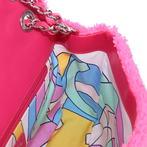 CHANEL Matelasse 30 Chain Shoulder Bag Pile Pink Silver CC Auth 206311SAM