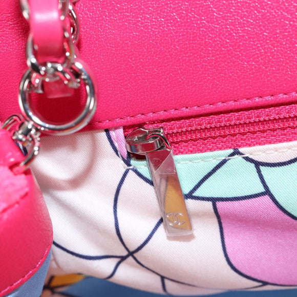 CHANEL Matelasse 30 Chain Shoulder Bag Pile Pink Silver CC Auth 206311SAM