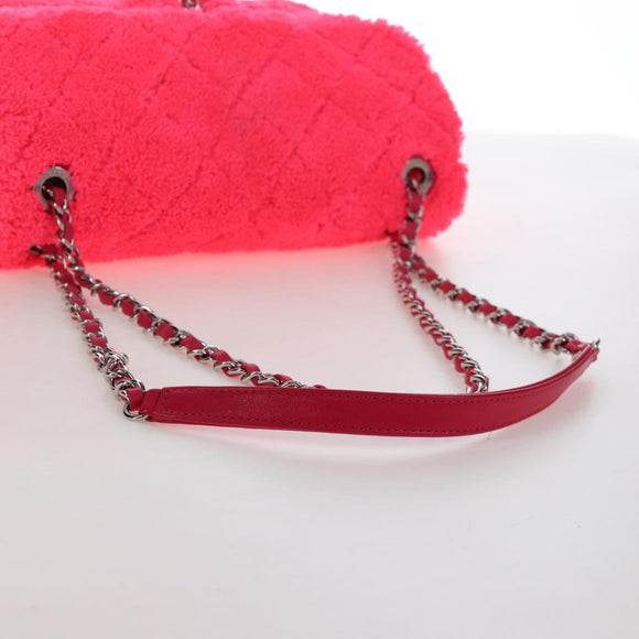 CHANEL Matelasse 30 Chain Shoulder Bag Pile Pink Silver CC Auth 206311SAM