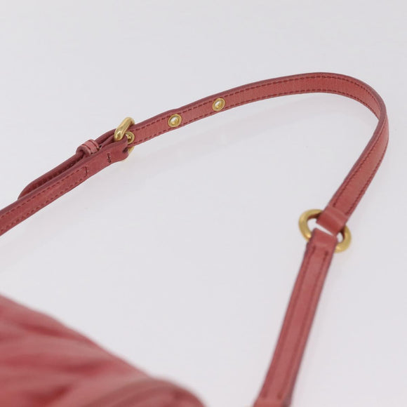 Miu Miu Matelasse Shoulder Bag Leather Pink Gold Auth 206317M