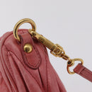 Miu Miu Matelasse Shoulder Bag Leather Pink Gold Auth 206317M-19