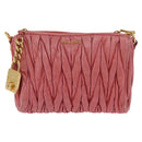 Miu Miu Matelasse Shoulder Bag Leather Pink Gold Auth 206317M-2