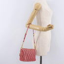 Miu Miu Matelasse Shoulder Bag Leather Pink Gold Auth 206317M-27