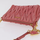 Miu Miu Matelasse Shoulder Bag Leather Pink Gold Auth 206317M-7