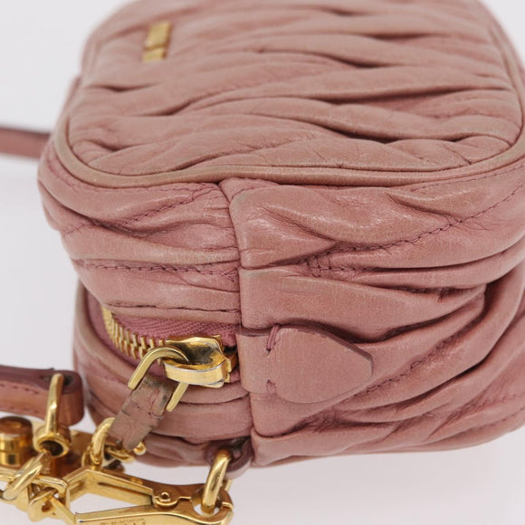 Miu Miu Matelasse Shoulder Bag Vitellolux Pink Gold Auth 206318A