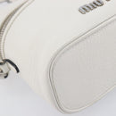 Miu Miu Vanity Shoulder Bag Leather 2way White Silver Auth 206320A-17