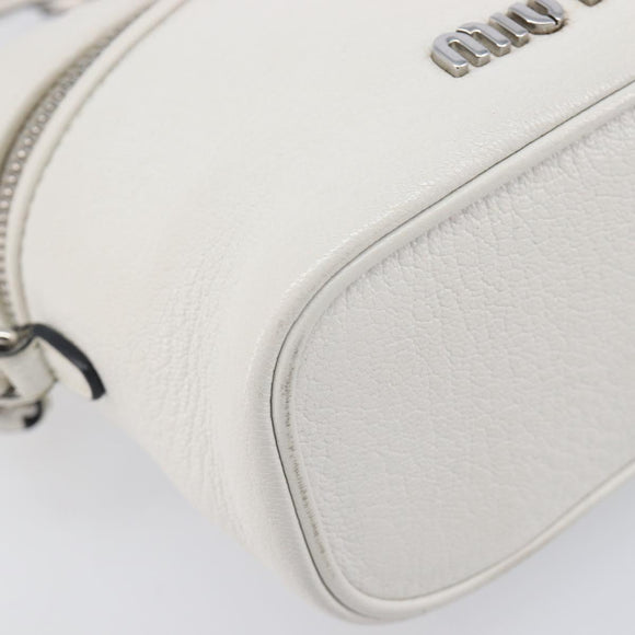 Miu Miu Vanity Shoulder Bag Leather 2way White Silver Auth 206320A