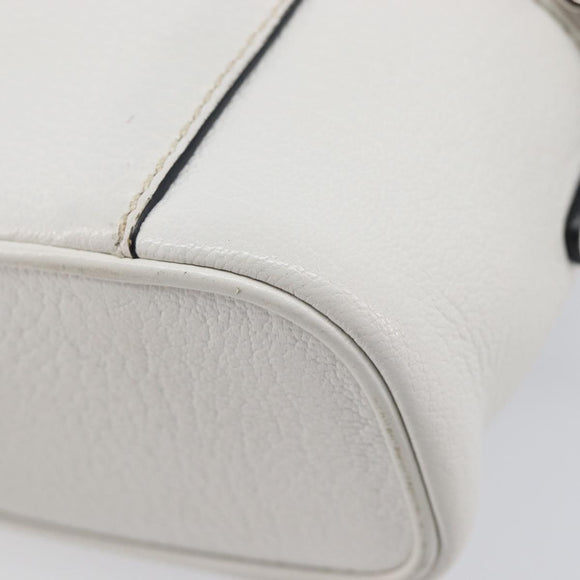 Miu Miu Vanity Shoulder Bag Leather 2way White Silver Auth 206320A