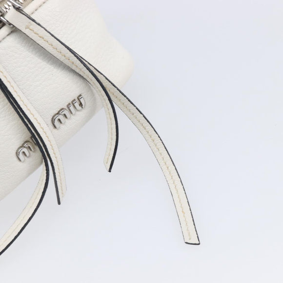 Miu Miu Vanity Shoulder Bag Leather 2way White Silver Auth 206320A