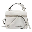 Miu Miu Vanity Shoulder Bag Leather 2way White Silver Auth 206320A-1