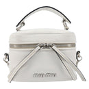 Miu Miu Vanity Shoulder Bag Leather 2way White Silver Auth 206320A-13