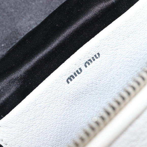 Miu Miu Vanity Shoulder Bag Leather 2way White Silver Auth 206320A
