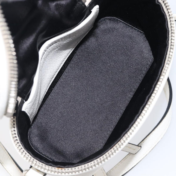 Miu Miu Vanity Shoulder Bag Leather 2way White Silver Auth 206320A