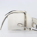 Miu Miu Vanity Shoulder Bag Leather 2way White Silver Auth 206320A-3