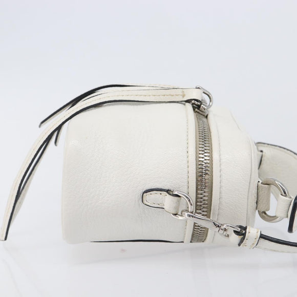 Miu Miu Vanity Shoulder Bag Leather 2way White Silver Auth 206320A