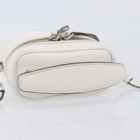 Miu Miu Vanity Shoulder Bag Leather 2way White Silver Auth 206320A