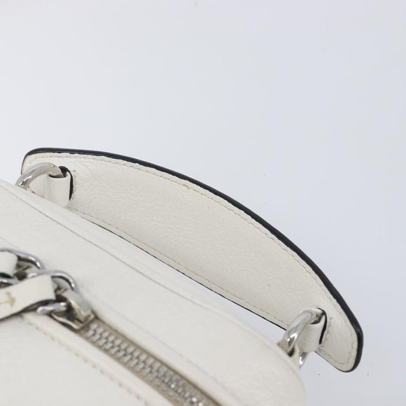 Miu Miu Vanity Shoulder Bag Leather 2way White Silver Auth 206320A