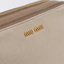 Miu Miu Shoulder Bag Leather Ivory Gold Auth 206322-23