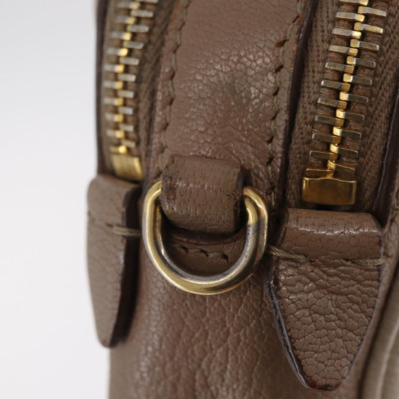 Miu Miu Shoulder Bag Leather Ivory Gold Auth 206322