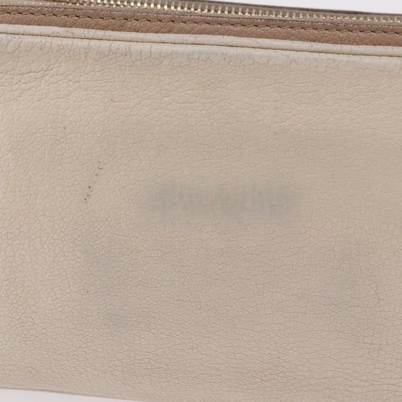 Miu Miu Shoulder Bag Leather Ivory Gold Auth 206322