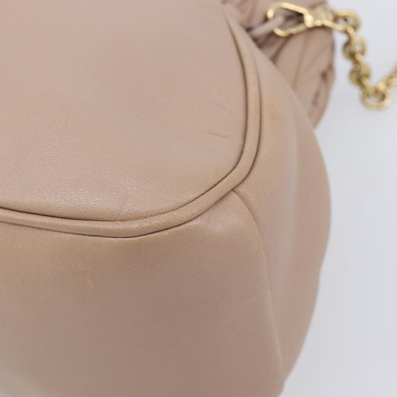 Miu Miu Matelasse Chain Shoulder Bag Leather Pink Gold Auth 206324M