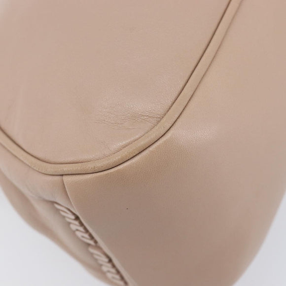 Miu Miu Matelasse Chain Shoulder Bag Leather Pink Gold Auth 206324M