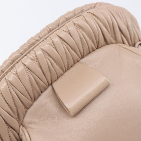 Miu Miu Matelasse Chain Shoulder Bag Leather Pink Gold Auth 206324M