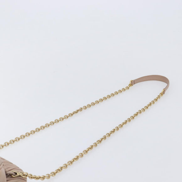 Miu Miu Matelasse Chain Shoulder Bag Leather Pink Gold Auth 206324M