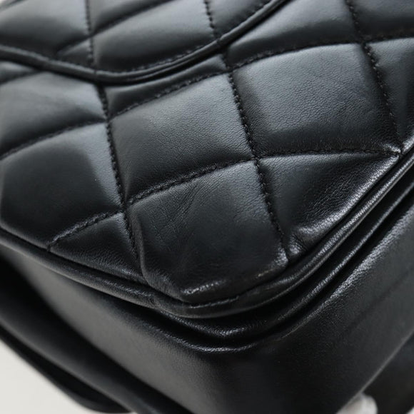 CHANEL Matelasse Trendy CC Hand Bag Lamb Skin 2way Black Gold CC Auth 206325SV