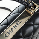 CHANEL Matelasse Trendy CC Hand Bag Lamb Skin 2way Black Gold CC Auth 206325SV-23