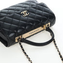 CHANEL Matelasse Trendy CC Hand Bag Lamb Skin 2way Black Gold CC Auth 206325SV-6