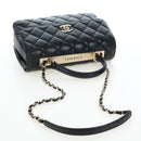 CHANEL Matelasse Trendy CC Hand Bag Lamb Skin 2way Black Gold CC Auth 206325SV-8